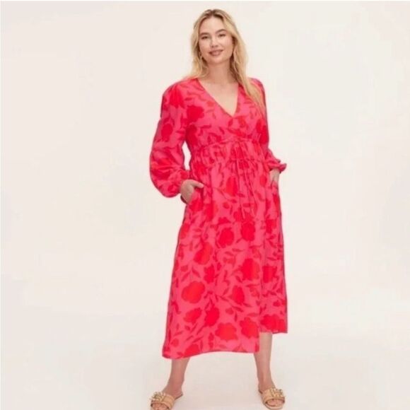 kate spade Dresses & Skirts - NWT Kate Spade xTarget Pink Rose Floral Midi Boho Linen Blend  Dress. Size XS